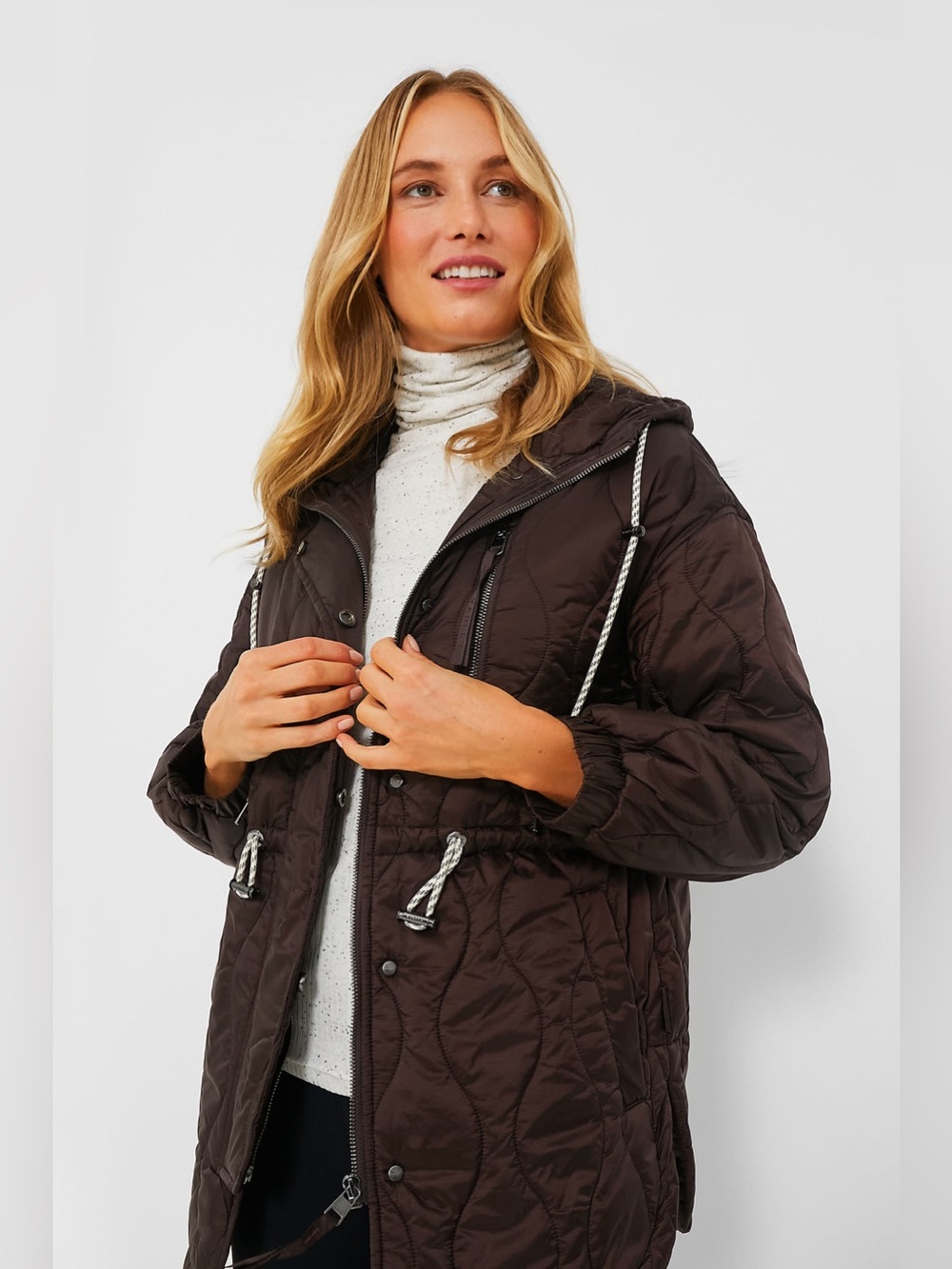 VARLEY Coffee Bean Brown Caitlin Quilt Jacket Coat Size Small